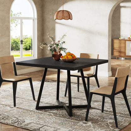Table de salle à manger Astrid — bois, métal, style industriel, carrée