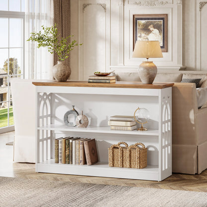 Console Sylvain — finition blanche, design contemporain, rangement intégré, 3 niveaux