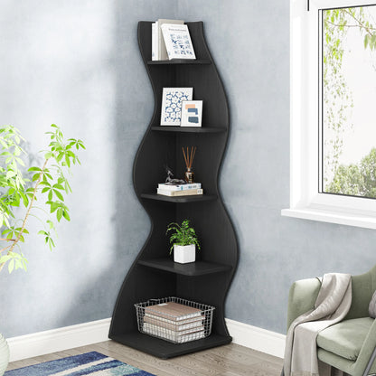 Bibliothèque Jules — design contemporain, rangement intégré, 5 niveaux, meuble d'angle
