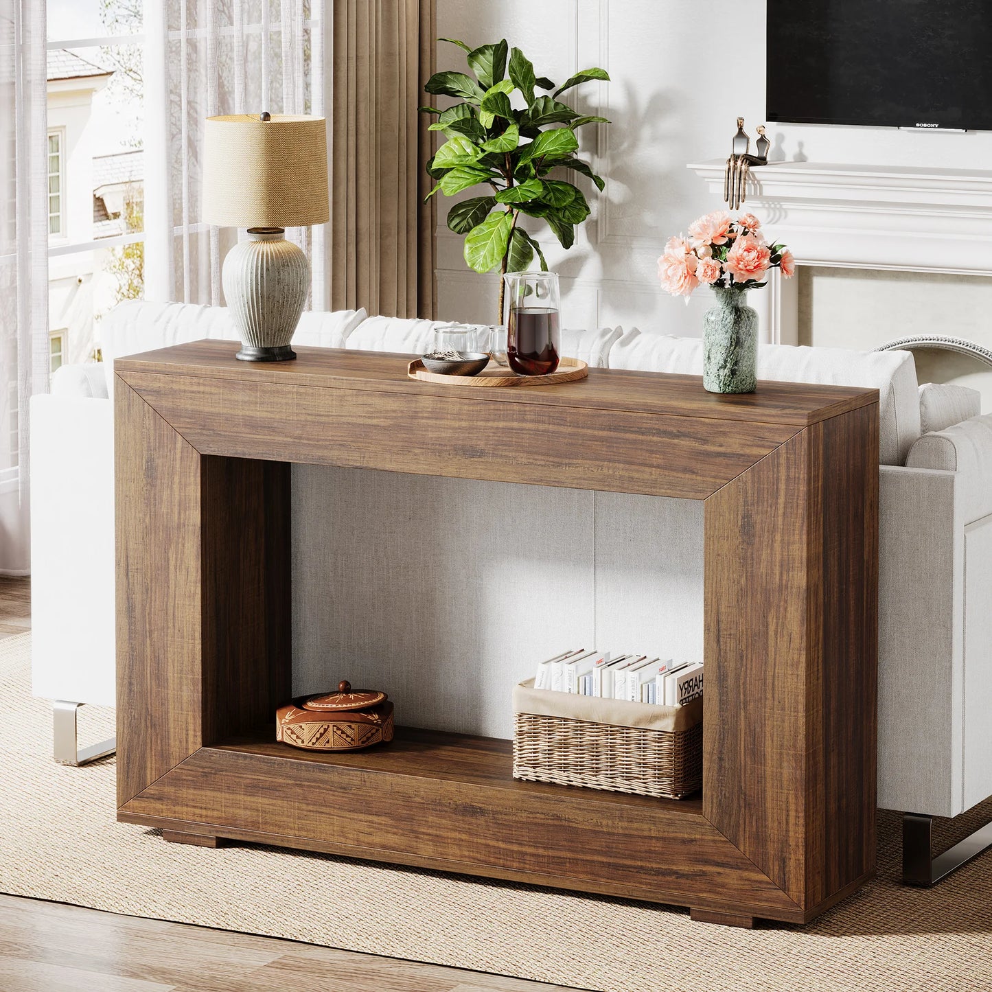 Table d'appoint Ophélie — style industriel, rangement intégré