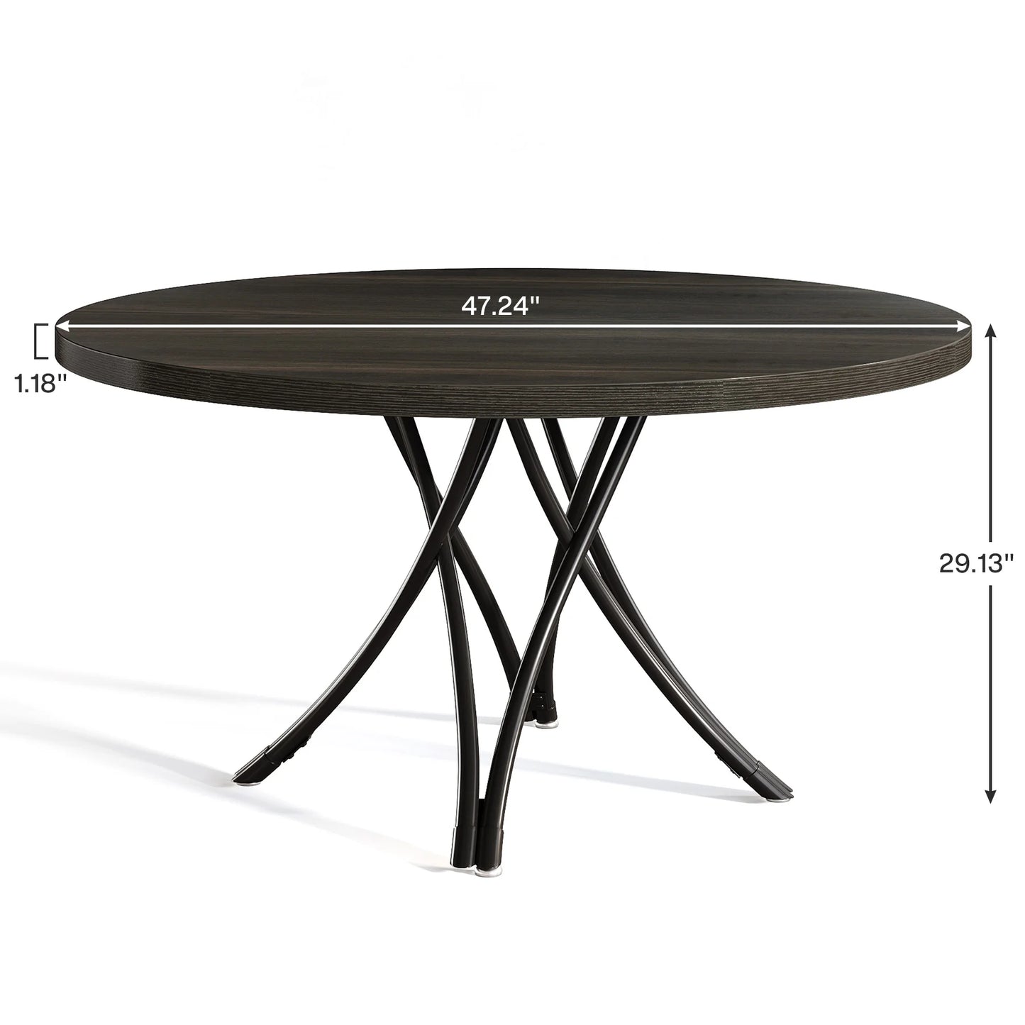 Table de salle à manger Yolande — métal, style industriel, ronde