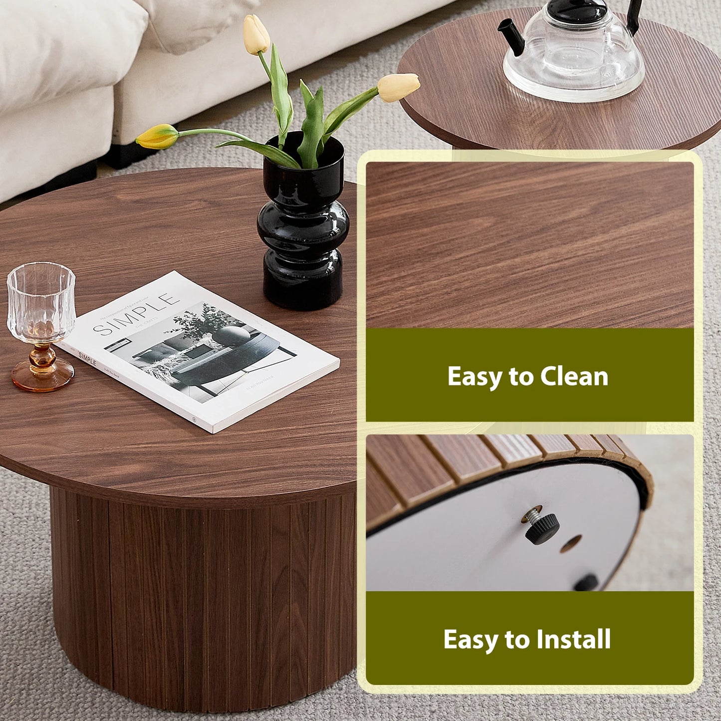 Table basse Prosper — bois, ronde