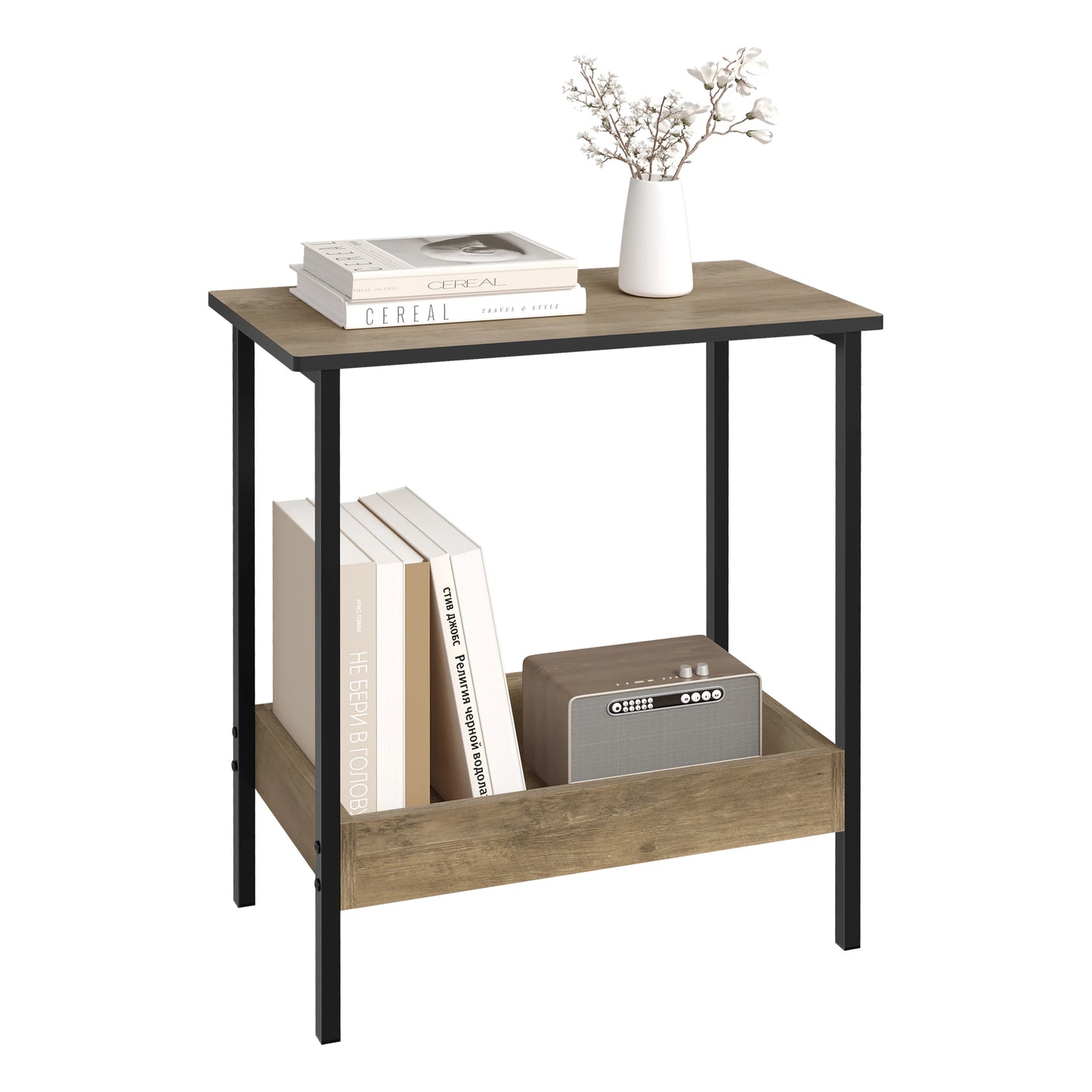 WOLTU Side Table Coffee Table with 2 Shelves Sofa Console Table with Storage Space for Living Room Living Room Cozy Corner