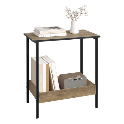 WOLTU Side Table Coffee Table with 2 Shelves Sofa Console Table with Storage Space for Living Room Living Room Cozy Corner