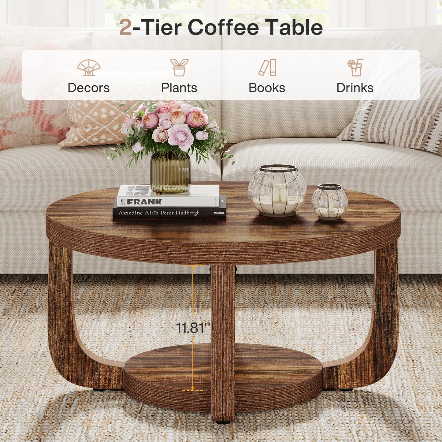 Table basse Chloé — bois, design contemporain, rangement intégré, 2 niveaux