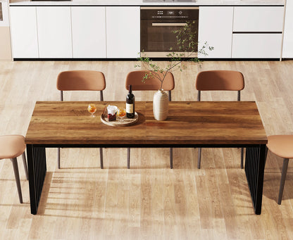 Table de salle à manger Michel — bois, métal, style industriel, rectangulaire