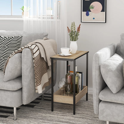 WOLTU Side Table Coffee Table with 2 Shelves Sofa Console Table with Storage Space for Corner Living Room Bedroom