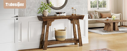 Console Baptiste — bois, métal, rangement intégré, 2 niveaux