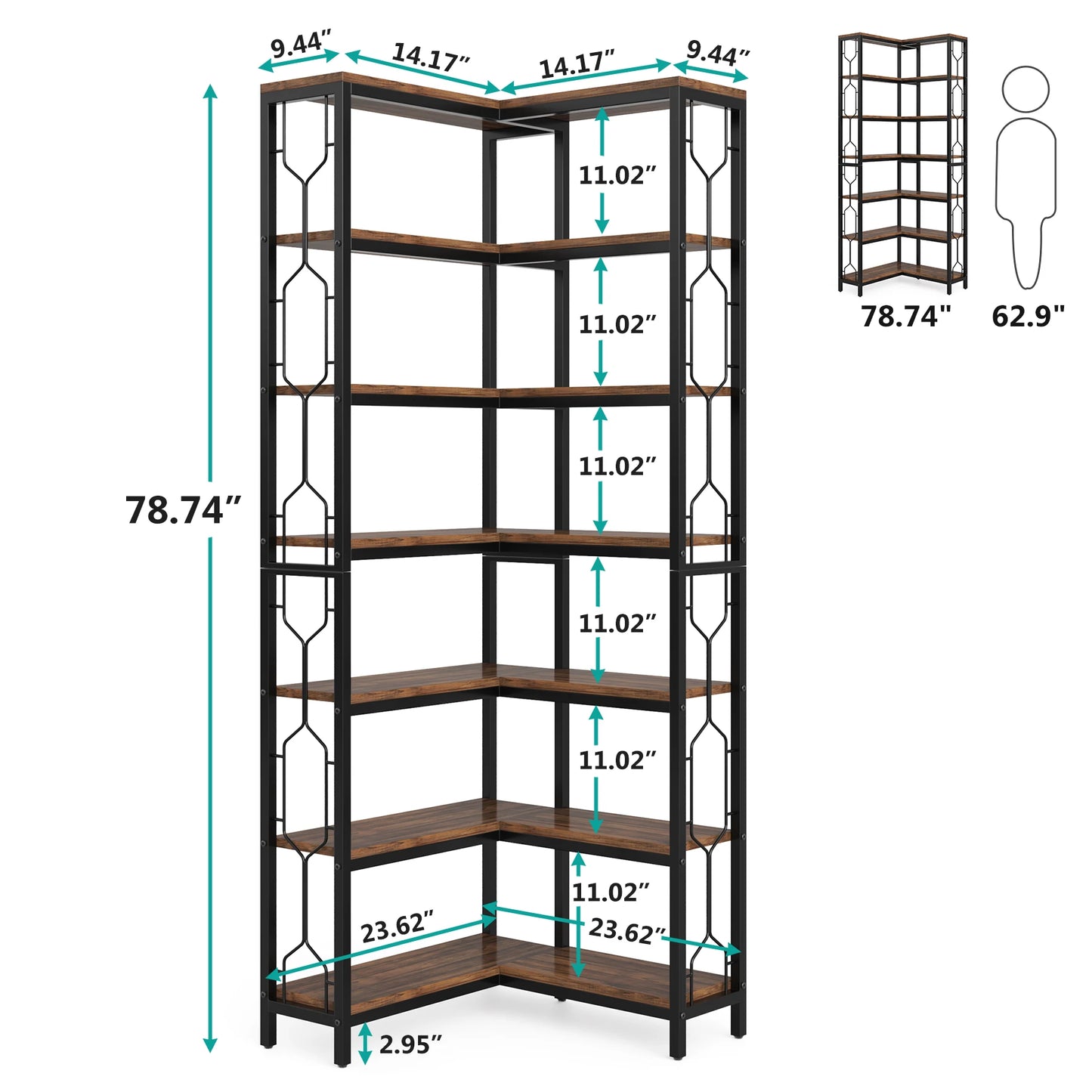Bibliothèque Hadrien — métal, design contemporain, rangement intégré, 7 niveaux