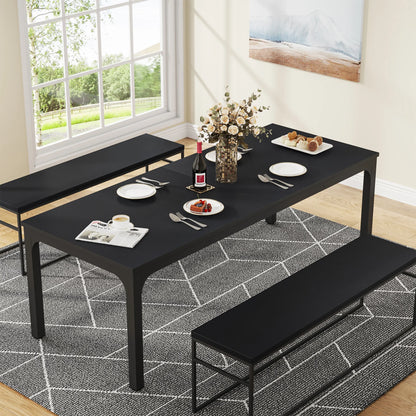 Table de salle à manger Émilie — bois, style industriel, rectangulaire