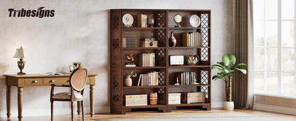 Bibliothèque Delphine — style industriel, rangement intégré, 6 niveaux, étagères ouvertes