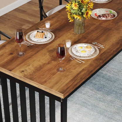 Table de salle à manger Michel — bois, métal, style industriel, rectangulaire