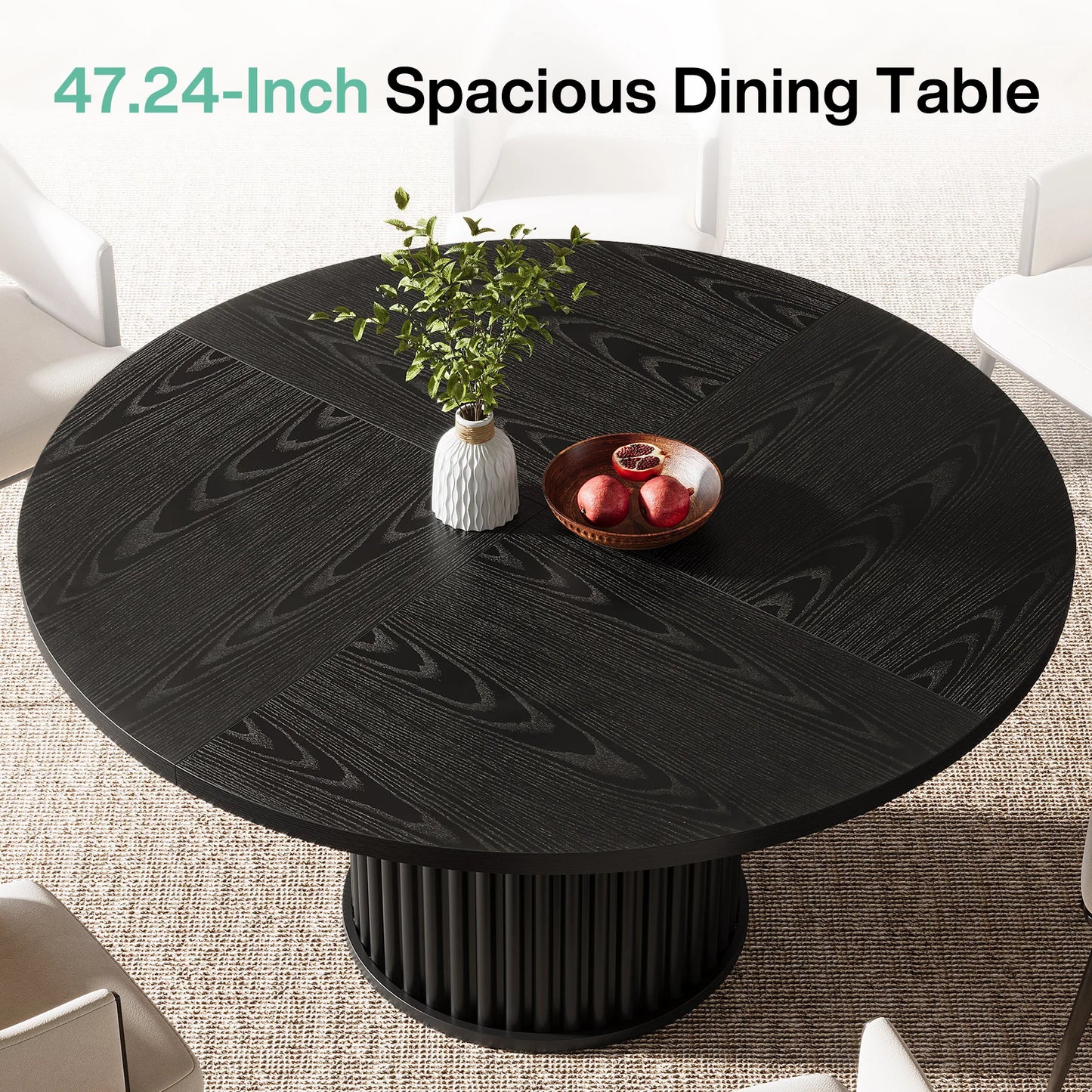 Table de salle à manger Jacinthe — finition noir, métal, ronde