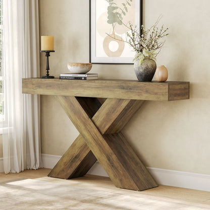 Console Rémi — finition marron, style rustique