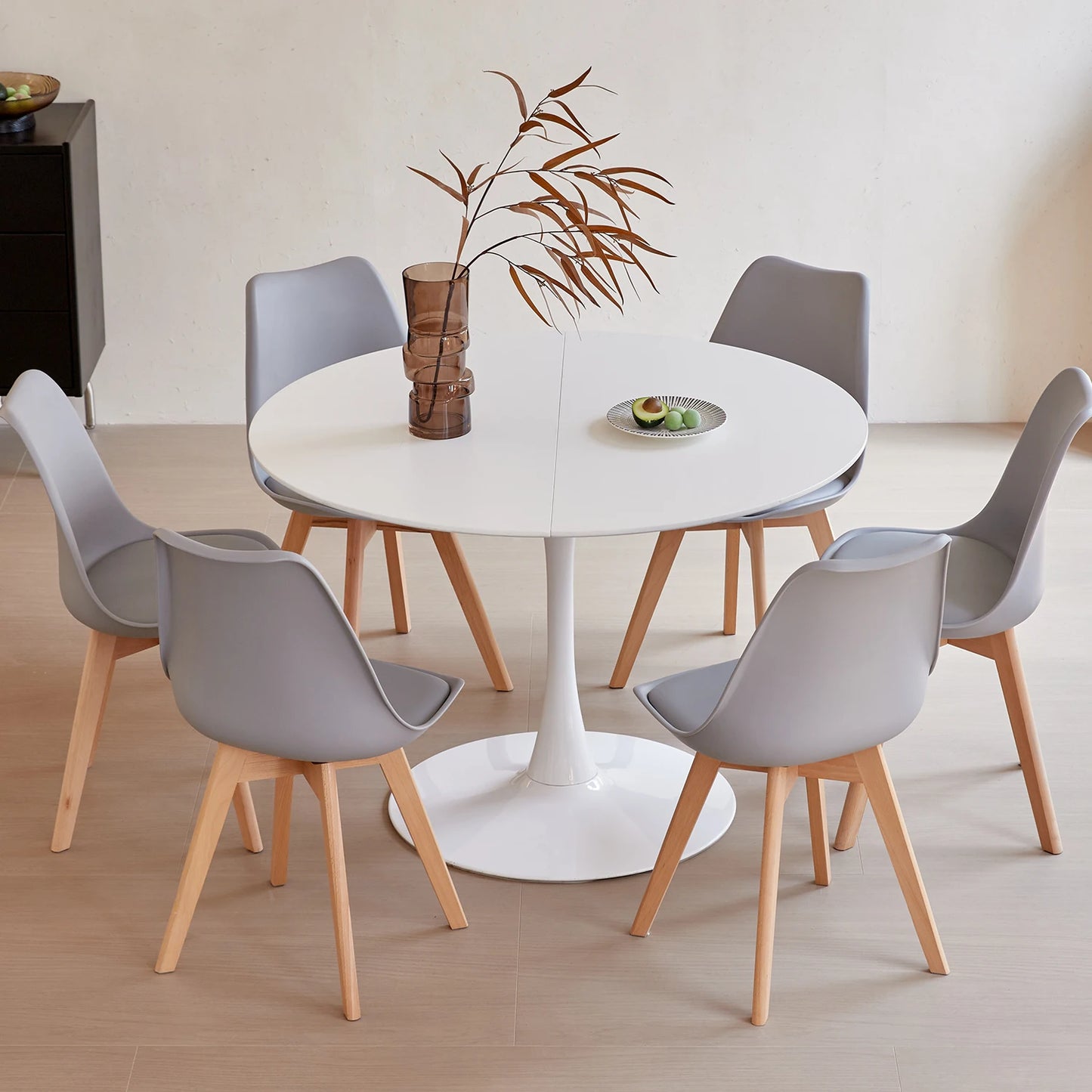 Table basse Éléna — finition noir, ronde, lot de 6