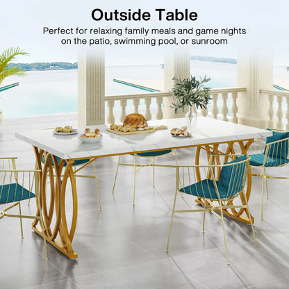 Table de salle à manger Quentin — marbre, design contemporain, rectangulaire