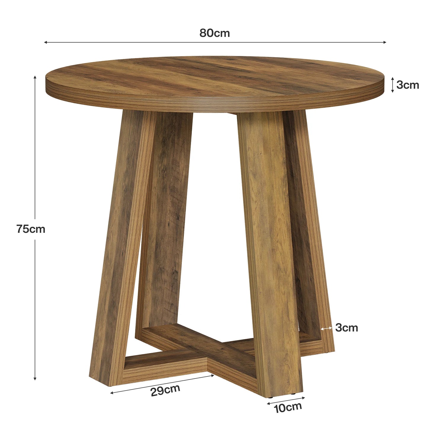 Table de salle à manger Valentine — style rustique, ronde