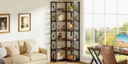 Bibliothèque Antoinette — bois, métal, 7 niveaux, meuble d'angle