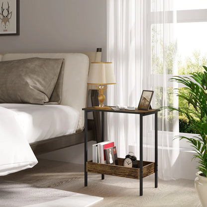 WOLTU Side Table Coffee Table with 2 Shelves Sofa Console Table with Storage Space for Corner Living Room Bedroom