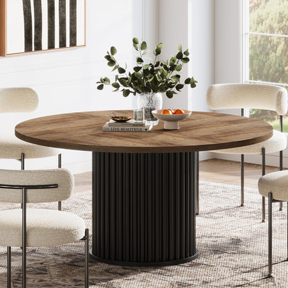 Table de salle à manger Jacinthe — finition noir, métal, ronde