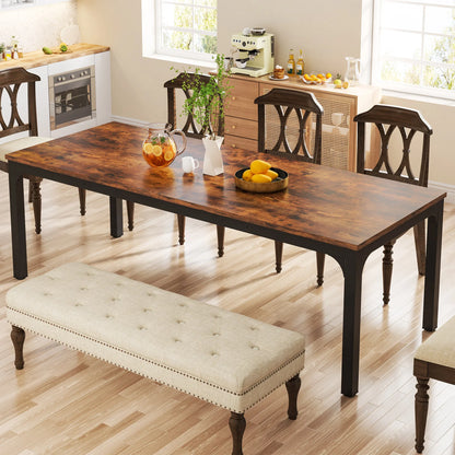 Table de salle à manger Émilie — bois, style industriel, rectangulaire