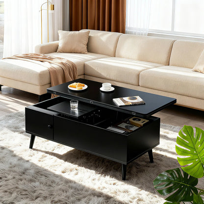 Convertible Coffee Table with Lifting Top, Retractable Living Room Table, Wooden Sofa Side Table with Hidden Storage Space