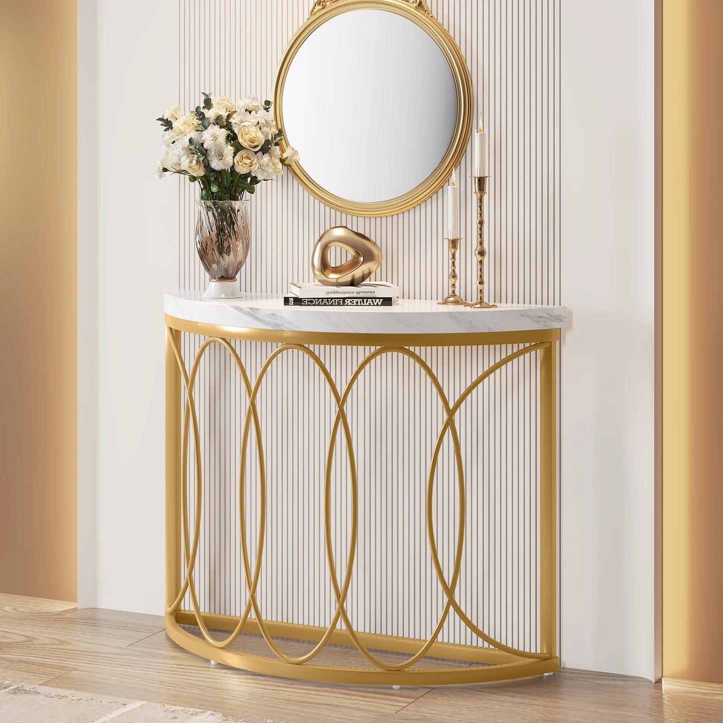 Console Michaël — finition dorée, métal, design contemporain