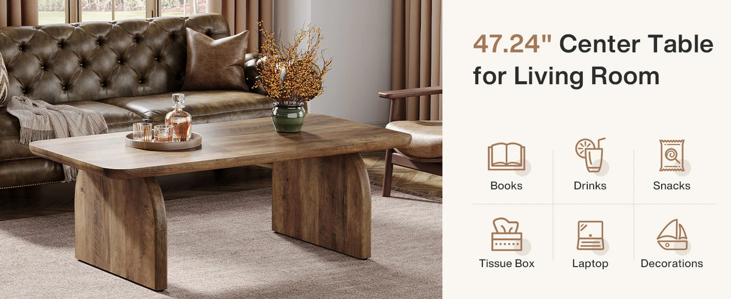 Table basse Adrien — bois, style rustique, rectangulaire