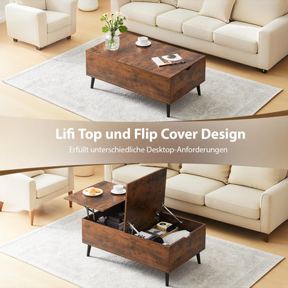 Lift Top Coffee Table with Storage, Wooden Sofa Side Tea Table for Living Room, Storage Cabinet with Hidden Compartments
