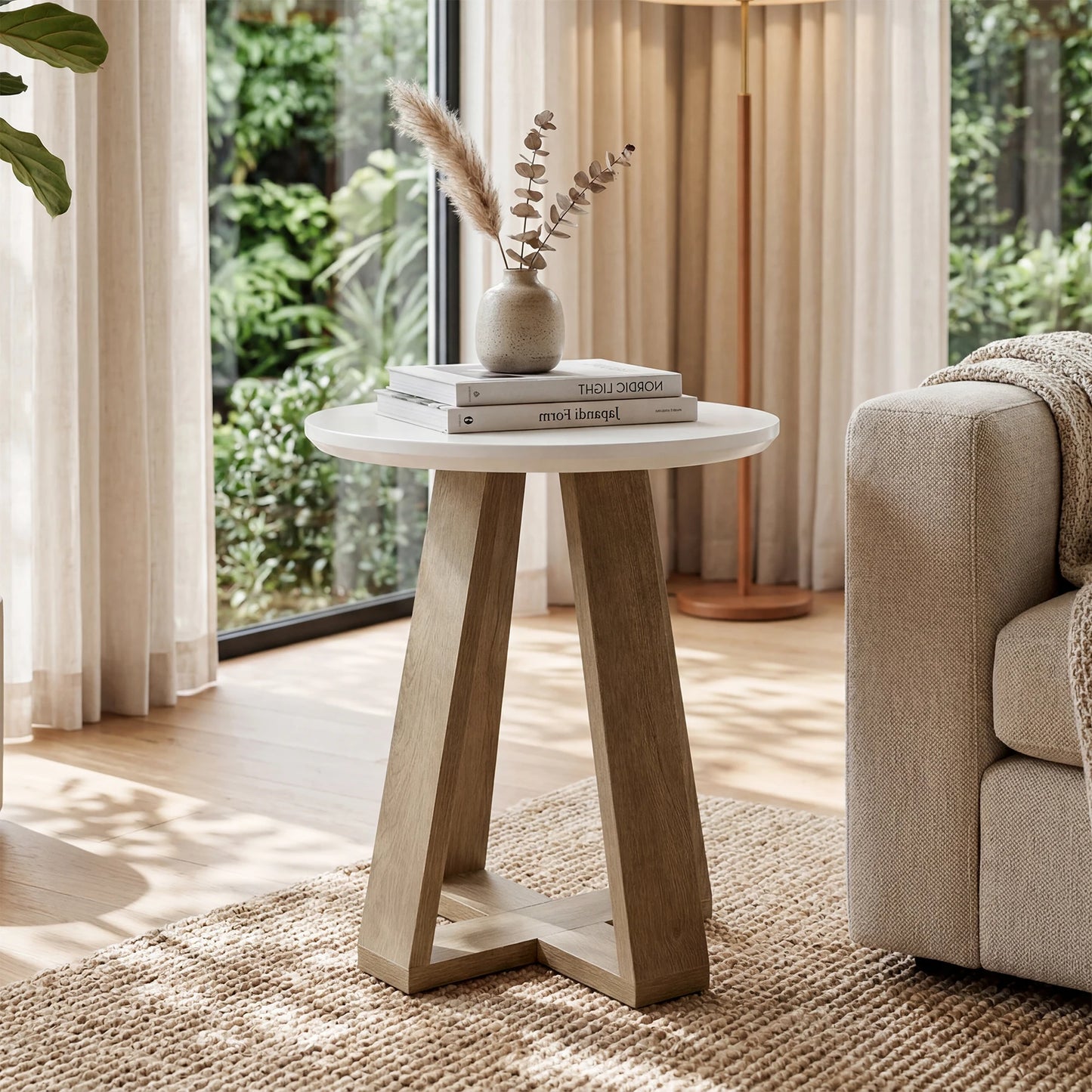 Table d'appoint Bertrand — finition blanche, design contemporain, ronde