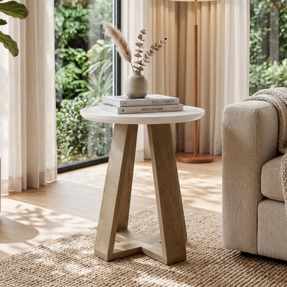 Table d'appoint Bertrand — finition blanche, design contemporain, ronde