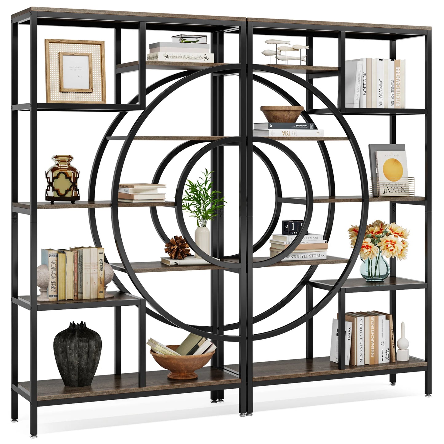 Bibliothèque Muriel — style industriel, rangement intégré, 5 niveaux, étagères ouvertes