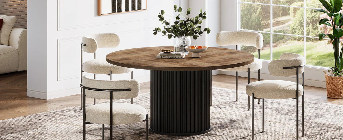 Table de salle à manger Jacinthe — finition noir, métal, ronde