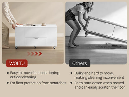WOLTU Double Lift Top Coffee Table with Wheels Wood Sofa Table with Drawer and Storage Shelf Height-Adjustable Extendable for Living Room