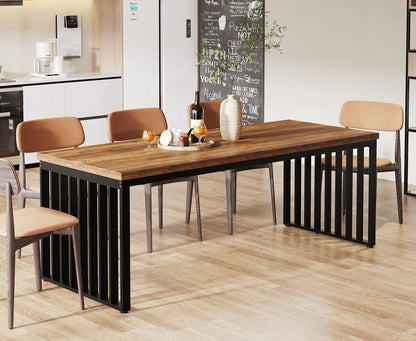 Table de salle à manger Michel — bois, métal, style industriel, rectangulaire