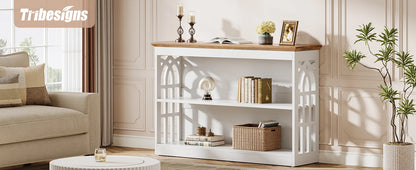 Console Sylvain — finition blanche, design contemporain, rangement intégré, 3 niveaux