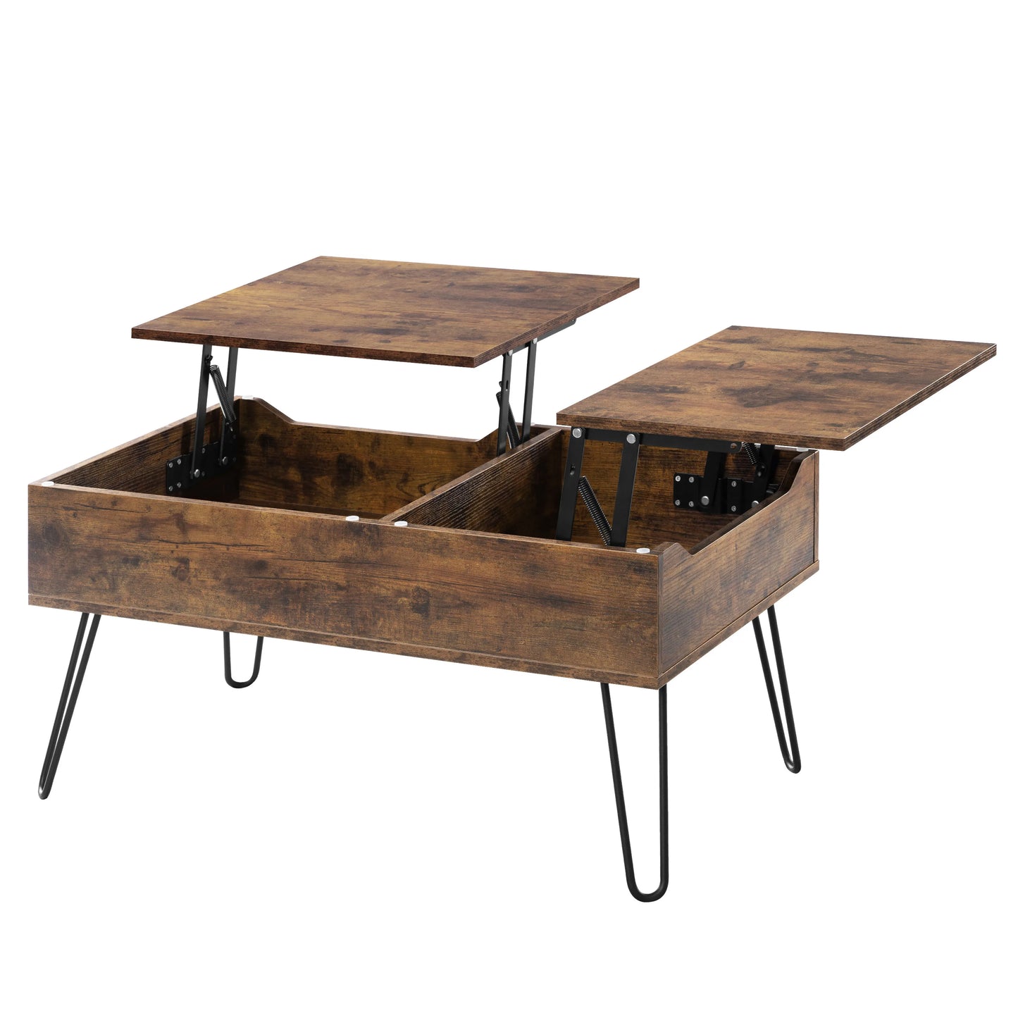 WOLTU Coffee Table Double Lifting Plate Sofa Table Height-Adjustable Pull-Out Living Room Table Separate Hidden Storage