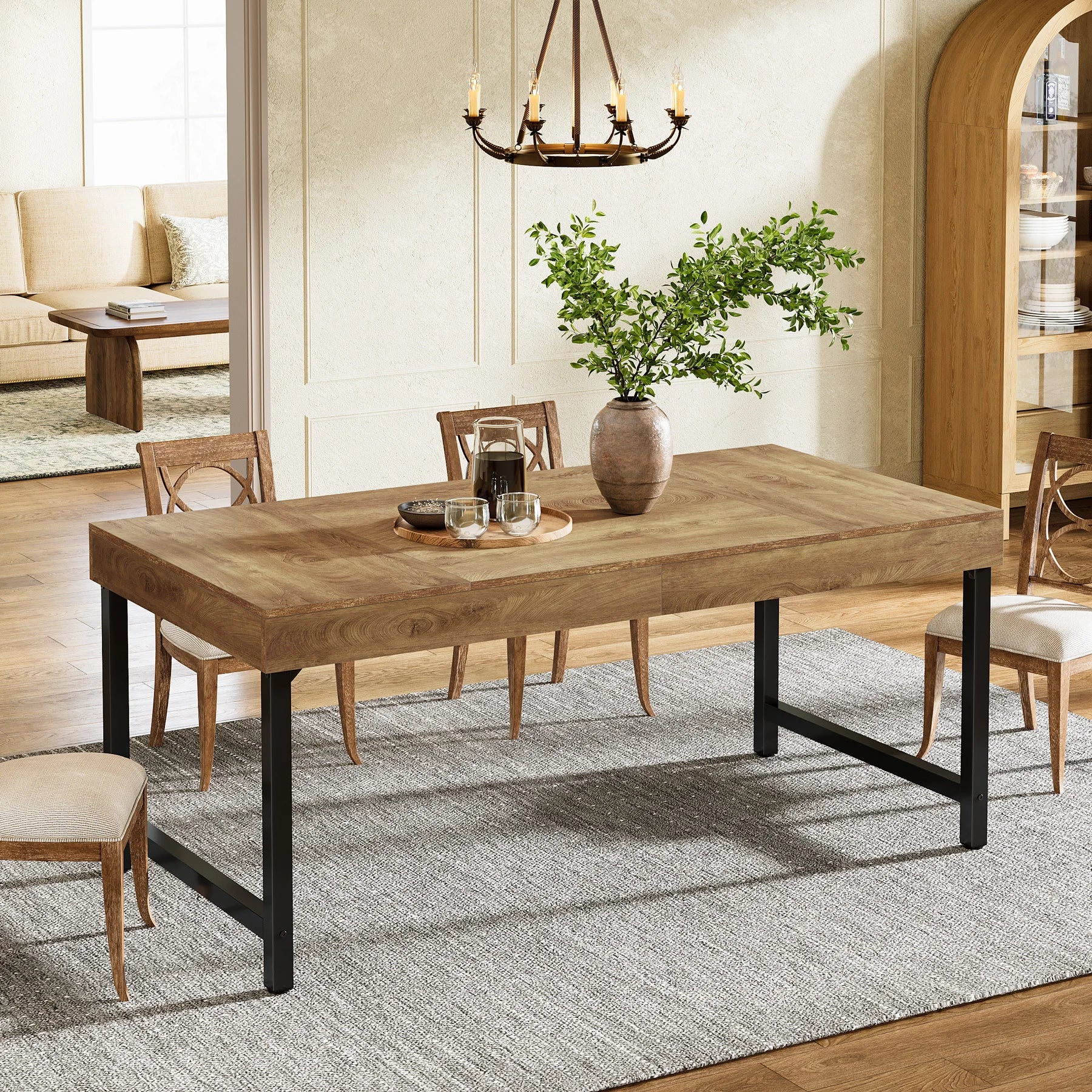 Table de salle à manger Wilfried — métal, style industriel, rectangulaire