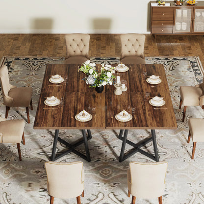 Table de salle à manger Astrid — bois, métal, style industriel, carrée