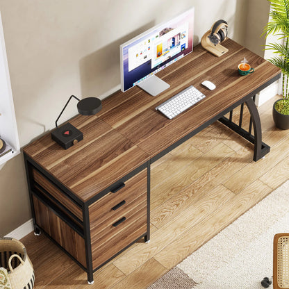 Bureau Gilles — style industriel, rangement intégré, avec tiroirs