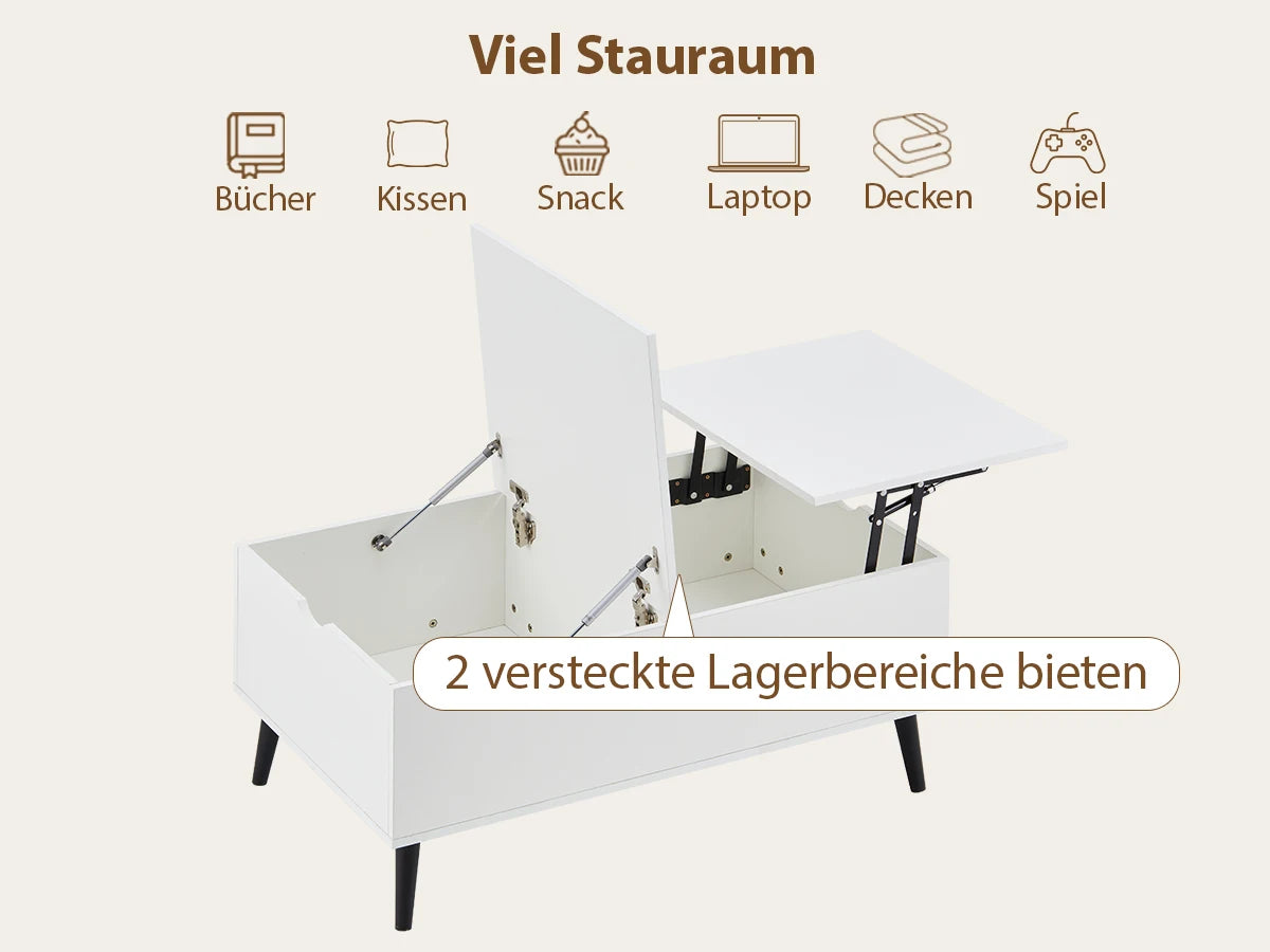 Lift Top Coffee Table with Storage, Wooden Sofa Side Tea Table for Living Room, Storage Cabinet with Hidden Compartments