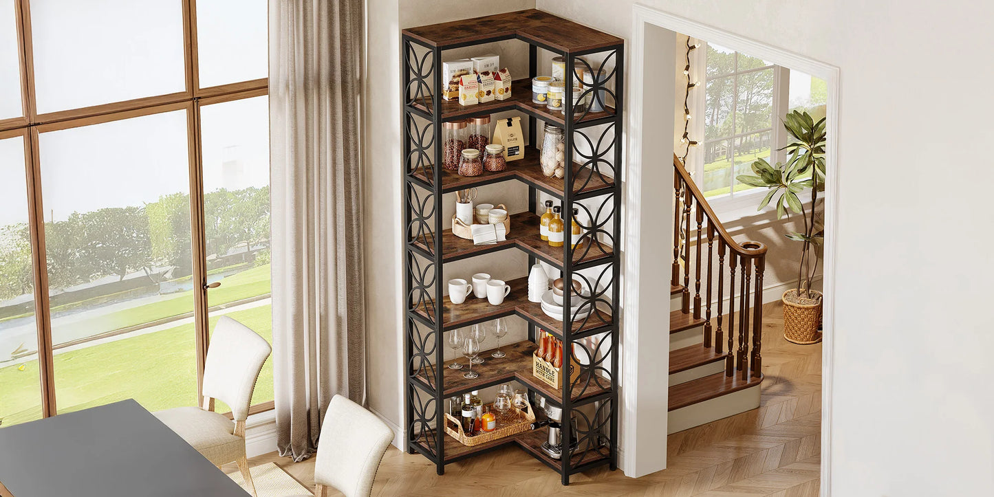 Bibliothèque Antoinette — bois, métal, 7 niveaux, meuble d'angle