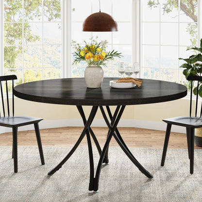 Table de salle à manger Yolande — métal, style industriel, ronde