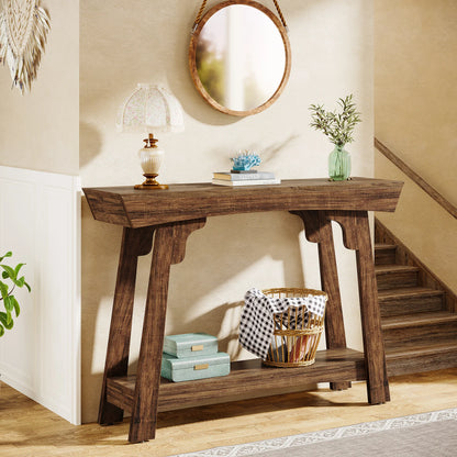 Console Baptiste — bois, métal, rangement intégré, 2 niveaux
