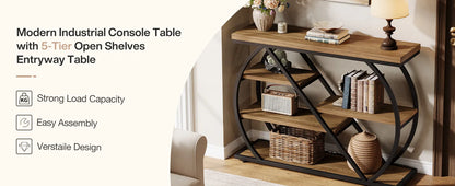 Console Antoine — bois, style rustique, rangement intégré, étagères ouvertes