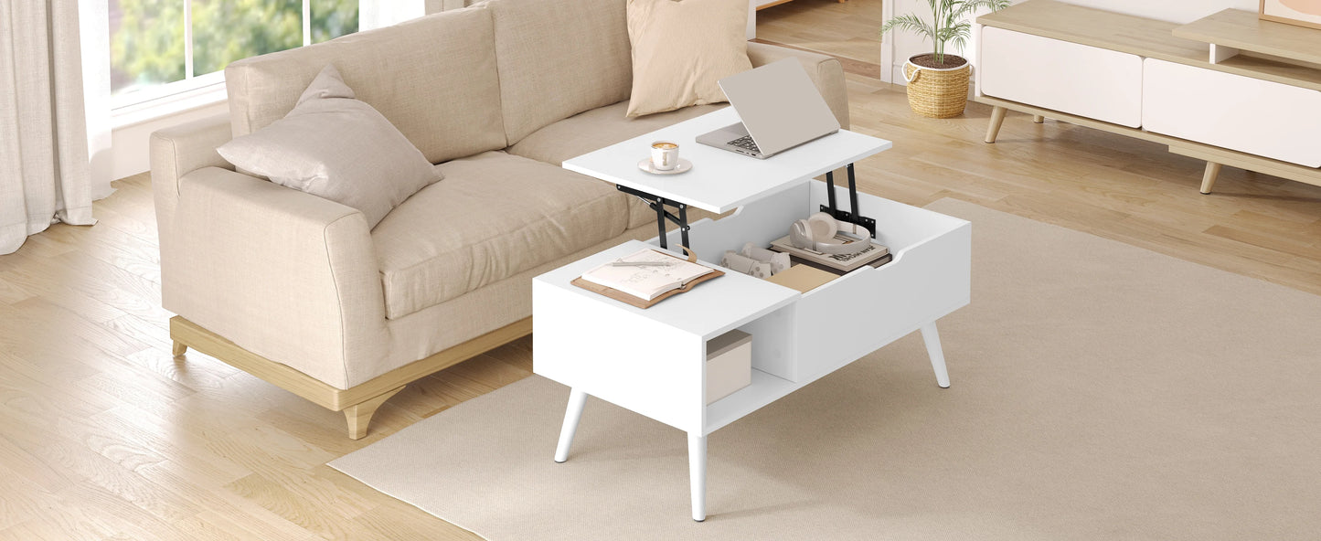 WOLTU Height-Adjustable Coffee Table with Hidden Storage Lifting Board Folding Table for Living Room Side and Sofa Table
