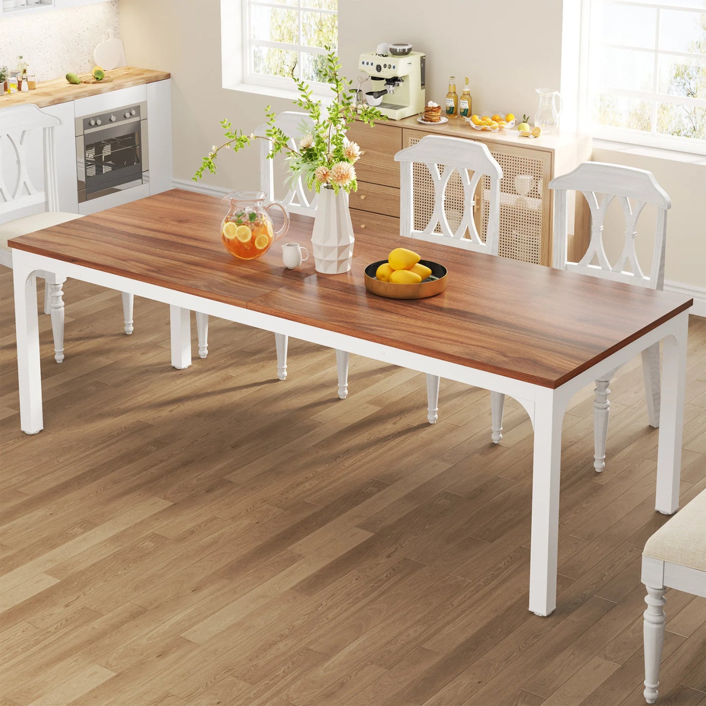 Table de salle à manger Émilie — bois, style industriel, rectangulaire