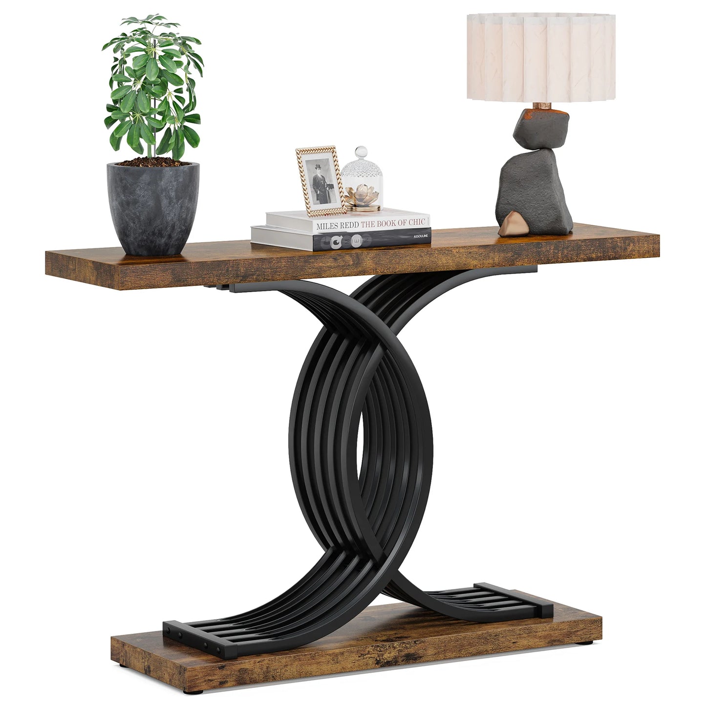 Console Axel — finition dorée, bois, marbre, métal