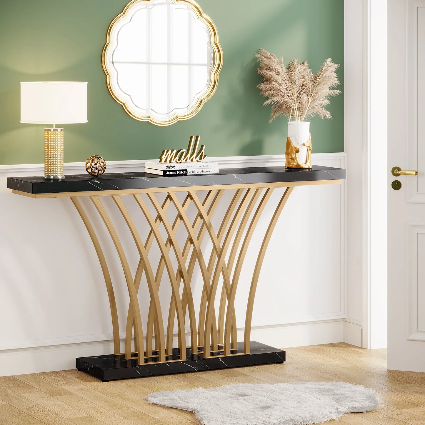 Console Priscille — finition dorée, métal, design contemporain