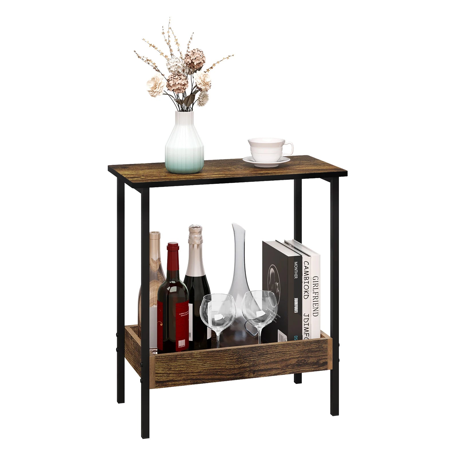 WOLTU Side Table Coffee Table with 2 Shelves Sofa Console Table with Storage Space for Corner Living Room Bedroom